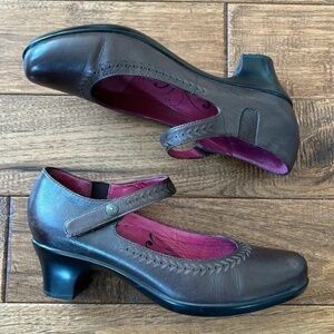 Abeo Janice Mary Jane Heel Dark Brown Leather Comfort Shoes Size 7